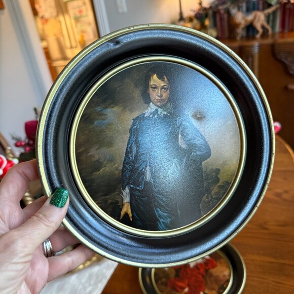 2 Vintage Tin Classic Picture of Blue Boy & Red Boy - Picture 6 of 15